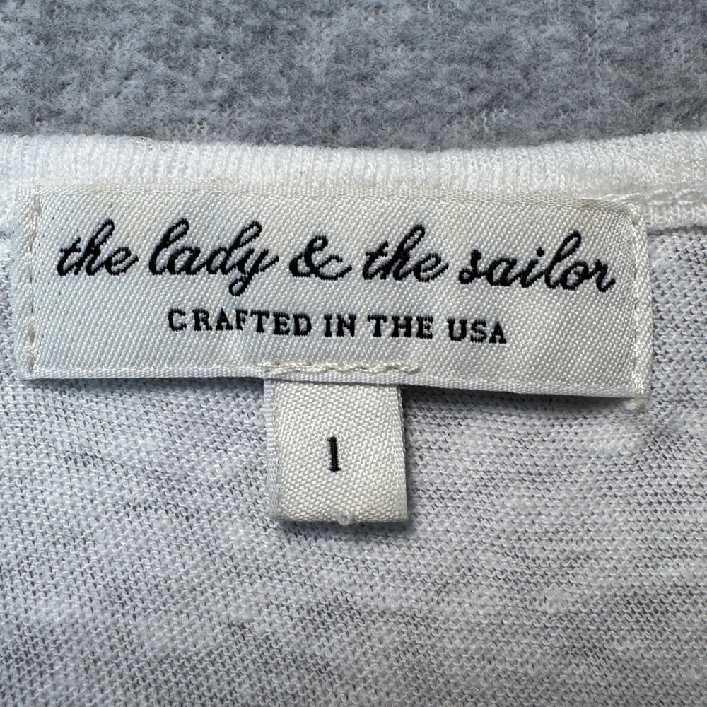 The Lady & the Sailor Sleeveless Top Split Neck White Linen Cotton Size 1 USA - Picture 2 of 5